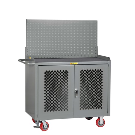 Little Giant Mobile Bench Cabinets, Perf Doors, 36"W, Pegboard Panel, Vinyl Mat MMP2D-36-FL-PB